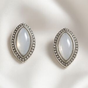 Silver Marquise Stud Earrings – Minimalist Elegant Women Fashion Jewelry